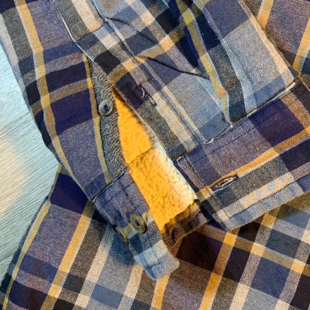 Carbon2Cobalt Sherpa Liner Blue Flannel Plaid Shirt Jacket Shackleton size XXL